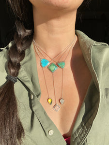 King's Manassa Turquoise with Moonstone Lariat Necklace