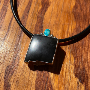 Black Onyx with White Water Turquoise New Mexico Statement Necklace
