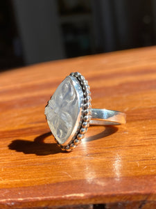 Carved Free-form Moonstone Ring—size 6