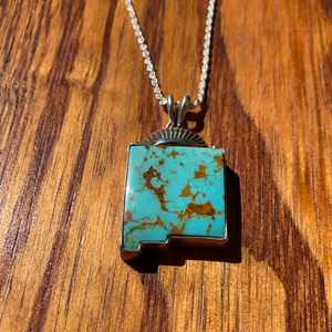 Gold Matrix Kingman Turquoise New Mexico Statement Necklace