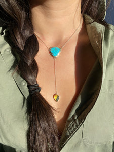 Persian Turquoise with Mexican Amber Lariat