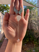 Load image into Gallery viewer, Carved Moonstone with Rose Quartz Statement Lariat