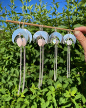 Load image into Gallery viewer, Crescent Moon Moonstone Chain Dangles—Sun Rays