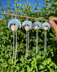 Crescent Moon Moonstone Chain Dangles—Sun Rays