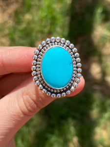 Sleeping Beauty Turquoise Double Beaded Ring—size 7