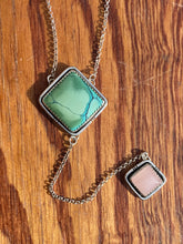 Load image into Gallery viewer, Hubei turquoise with Rose Quartz Lariat Necklace