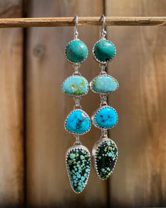 4 Stone Turquoise Droplet Earrings