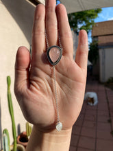 Load image into Gallery viewer, Rose Quartz Pear with Moonstone Lariat Necklace