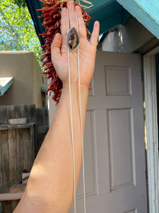 Agatized Petrified Wood Chain Bolo Necklace