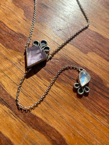 Amethyst Kite with Moonstone Lariat Necklace (A)