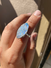 Load image into Gallery viewer, Carved Blue Flash Moonstone Ring—size 6 (see caption)