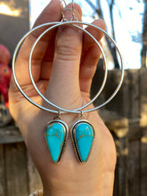 Load image into Gallery viewer, Bright Blue Natural Royston Turquoise Hoops