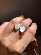 Load image into Gallery viewer, Fused Rose Quartz and Rosecut Moonstone Double Ring—size 9.5