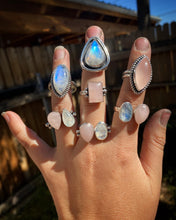 Load image into Gallery viewer, Rose Quartz and Rosecut Moonstone Double Ring: size 7-8