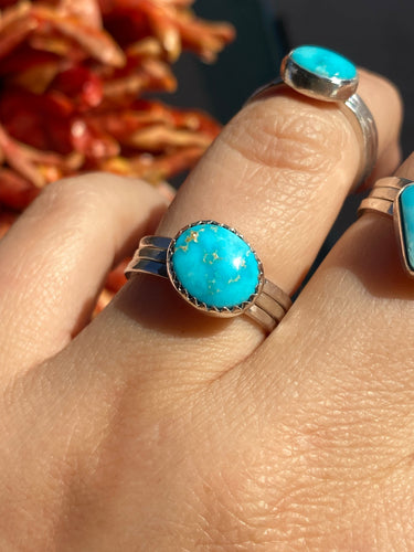 Kingman Turquoise Stacker Ring Set - size 7 1/4
