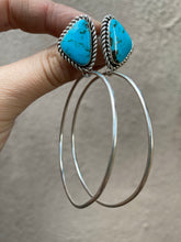 Load image into Gallery viewer, Nacozari Turquoise Triangle Post Hoops