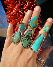Load image into Gallery viewer, Minty Green Royston Turquoise Ring with Scorpion Detail—size 7.5