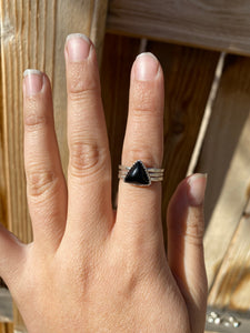 Black onyx stacker ring set - size 6.5