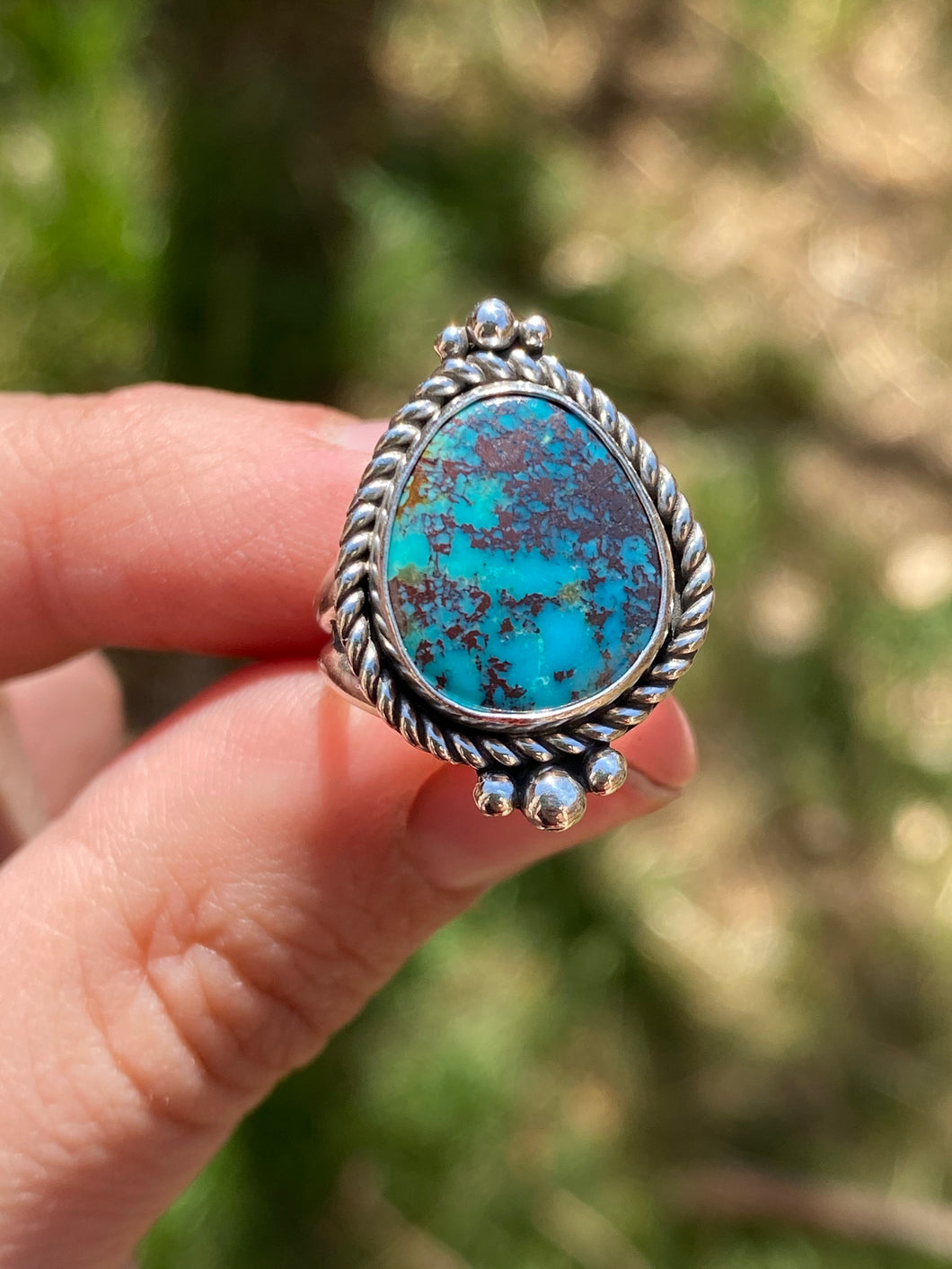 Dainty Turquoise Mountain Ring—size 4.5