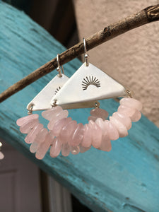 Rose quartz half sun earrings (custom listing)
