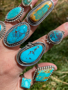 Freeform Kingman Turquoise Ring—size 8.5