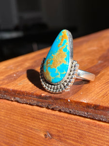Kingman Turquoise with Gold Matrix Ring - size 6.5