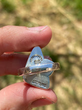 Load image into Gallery viewer, Kingman Turquoise Ring with Geometric Accent—size 5.75