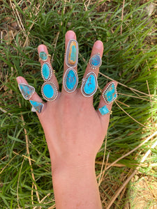 Kingman Turquoise Ring with Geometric Accent—size 5.75
