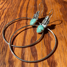 Load image into Gallery viewer, Seafoam Green Hubei Turquoise Scorpion Swing Hoops