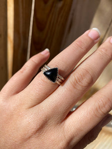 Black onyx stacker ring set - size 6.5