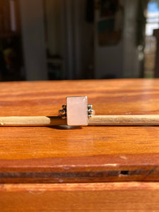 Rectangular Rose Quartz Ring—size 8