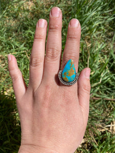 Kingman Turquoise with Gold Matrix Ring - size 6.5
