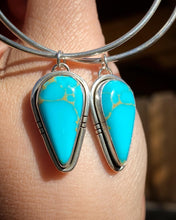 Load image into Gallery viewer, Bright Blue Natural Royston Turquoise Hoops