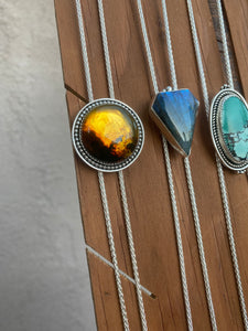 Round Mexican Amber Chain Bolo Necklace