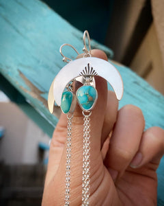 Crescent Moon Chain Dangles—Sun Rays