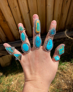 Simple Whitewater Turquoise Ring—size 10
