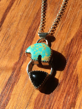 Load image into Gallery viewer, Osito Necklace #5 - Light teal turquoise with black onyx