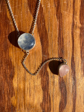 Load image into Gallery viewer, Round Moonstone with Rose Quartz Lariat Necklace