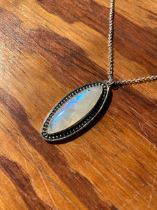 Shimmery Moonstone Long Marquis Necklace