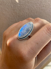 Load image into Gallery viewer, Beaded Moonstone Marquis Ring—size 10.5