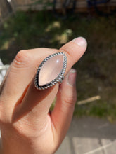 Load image into Gallery viewer, Twist Wire Rose Quartz Marquis Ring—size 6.5