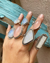 Load image into Gallery viewer, Carved Rainbow Moonstone Bar Ring—size 8