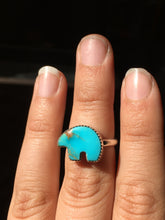 Load image into Gallery viewer, Osito Ring #4 - Bright blue turquoise with eyespot (size 6)