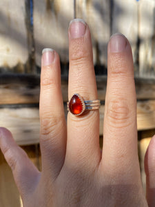 Red garnet stacker ring set - size 8