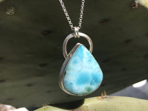 Swirly teardrop Larimar necklace