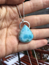 Load image into Gallery viewer, Swirly teardrop Larimar necklace