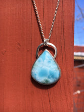 Load image into Gallery viewer, Swirly teardrop Larimar necklace